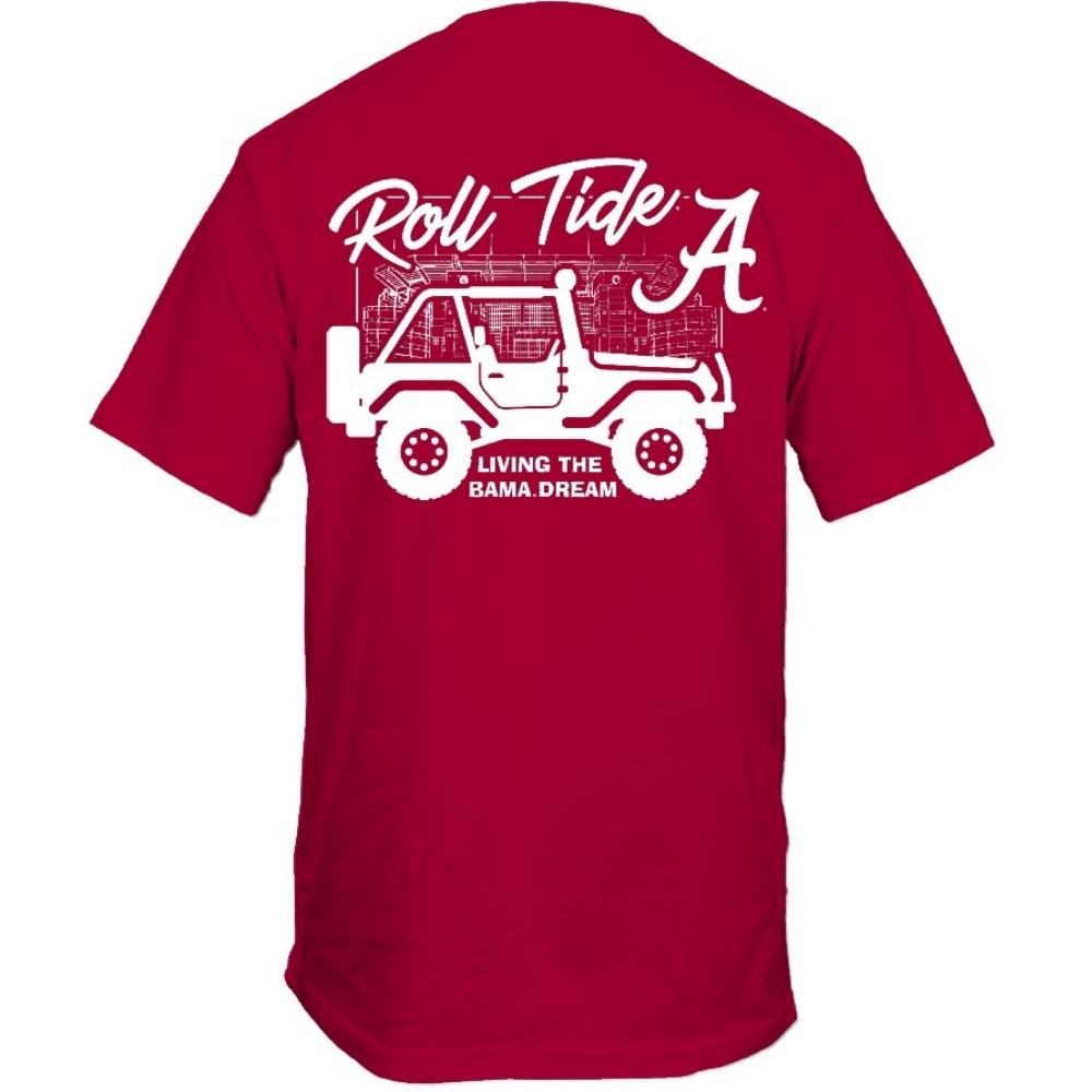 Alabama Crimson Tide T-Shirt - Living The Bama Dream - Jeep Roll Tide