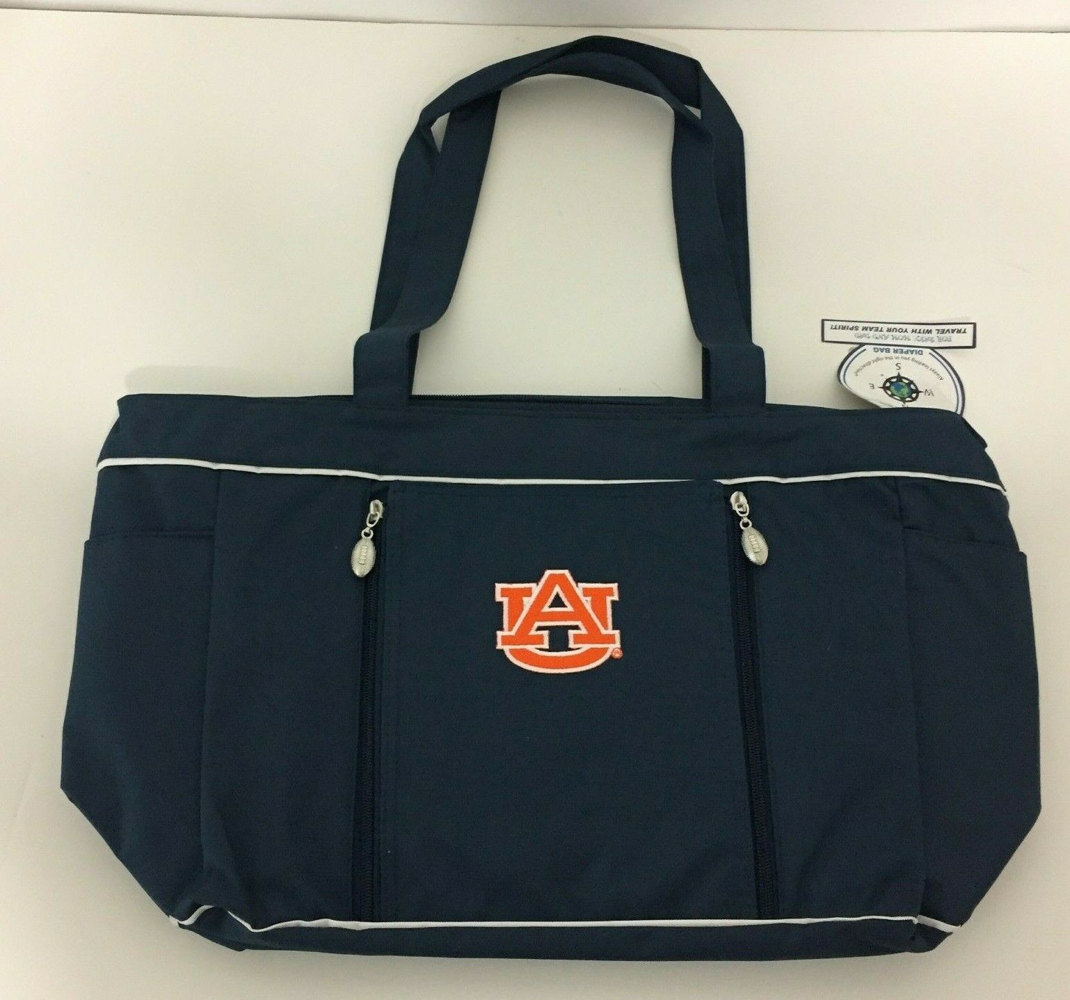 Auburn Tigers Logo Diaper Bag With Changing Pad Many Pockets Zipper Closure